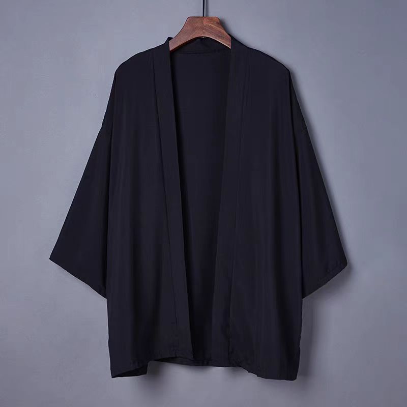 Mens Fashionable Solid-Color Kimono Jacket - Image 8