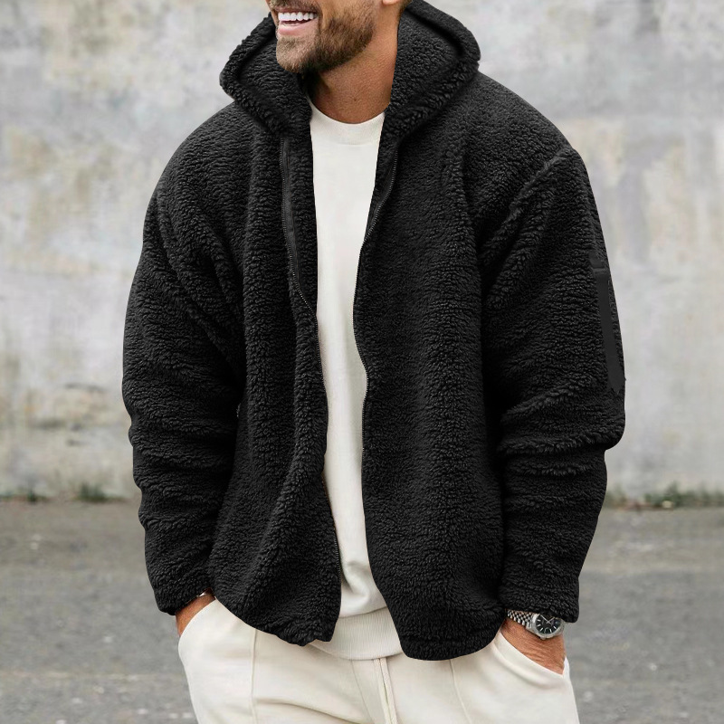 Men's Double-sided Polar Fleece Warm Hooded Zip-up Jacket - Image 5